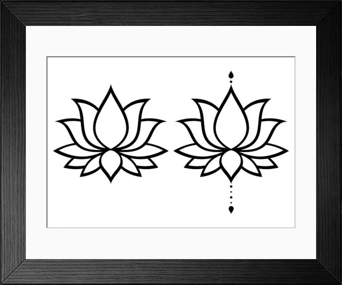 Framed Print : Lotus flower vector design set, Yoga or zen decorative background - boho style Framed Print : Lotus flower vector design set, Yoga or zen decorative background - boho style