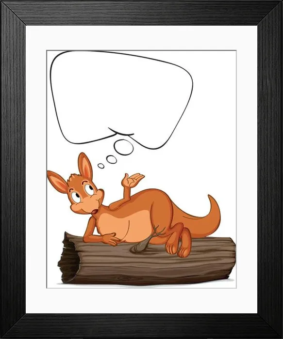 Framed Print : Illustration of a kangaroo thinking Framed Print : Illustration of a kangaroo thinking