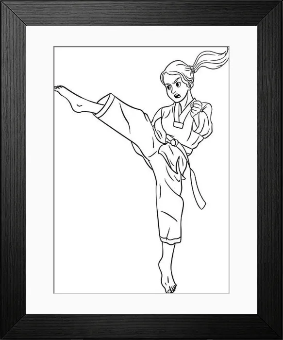 Framed Print : Taekwondo Isolated Coloring Page for Kids Framed Print : Taekwondo Isolated Coloring Page for Kids