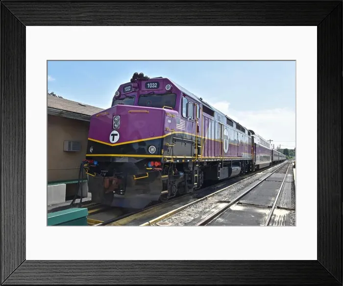 Framed Print : MBTA Commuter Rail Trains and Station Terminals North of Boston, Massachusetts in Rockport and Newburyport