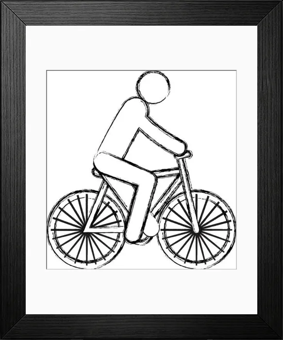 Framed Print : bicycle vehicle with human figure Framed Print : bicycle vehicle with human figure