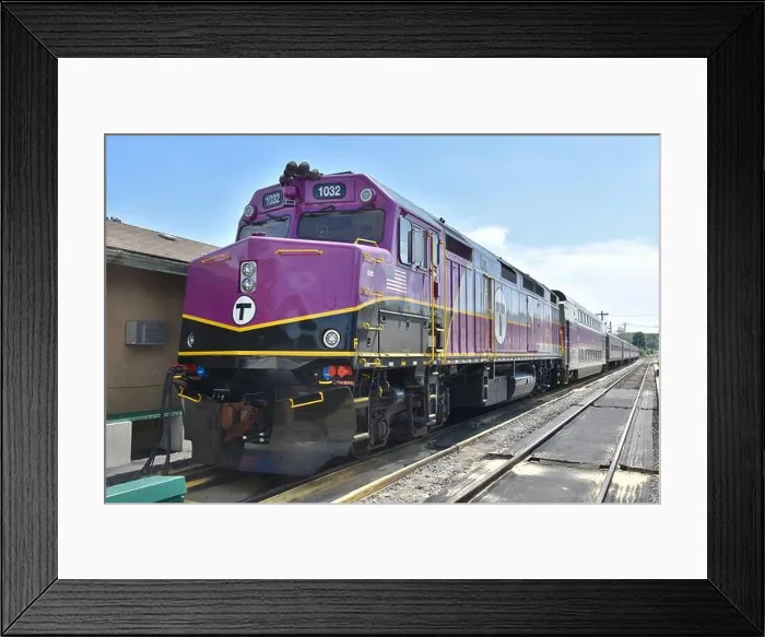 Framed Print : MBTA Commuter Rail Trains and Station Terminals North of Boston, Massachusetts in Rockport and Newburyport
