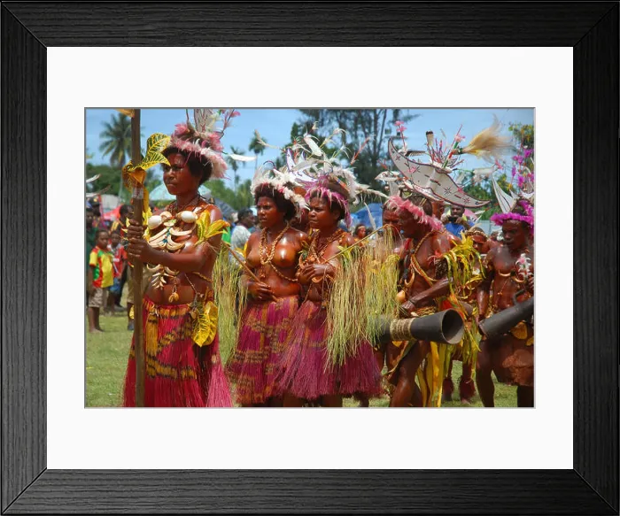 Framed Print : Colourfully dressed and face painted women dancing as part of a Sing Sing in Madang, Papua New Guinea Framed Print : Colourfully dressed and face painted women dancing as part of a Sing Sing in Madang, Papua New Guinea