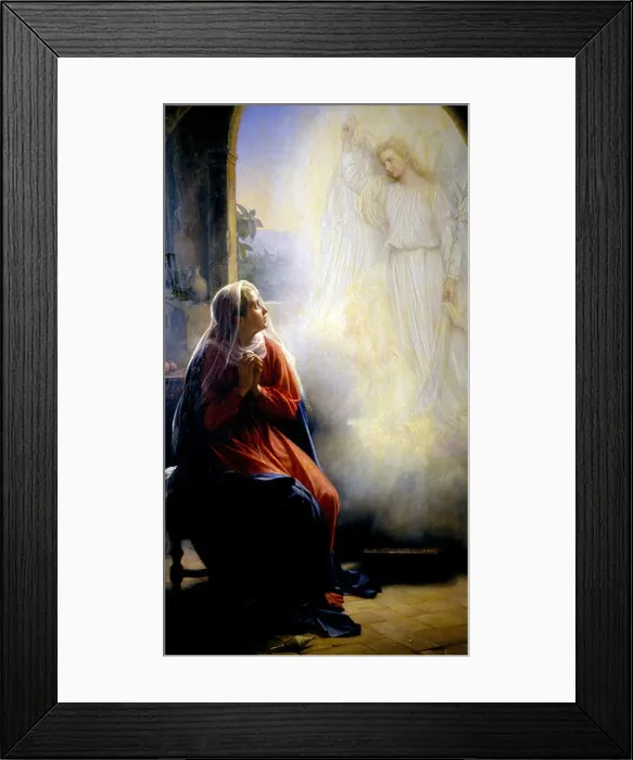 Framed Print : Carl Heinrich Bloch [1834-1890]Danish painter Mary and the Angel (The Annunciation)
