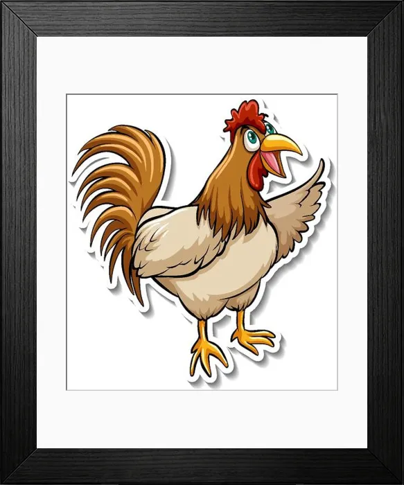 Framed Print : A cute chicken cartoon animal sticker illustration Framed Print : A cute chicken cartoon animal sticker illustration