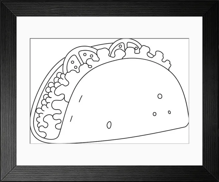 Framed Print : Tacos Isolated Coloring Page for Kids Framed Print : Tacos Isolated Coloring Page for Kids