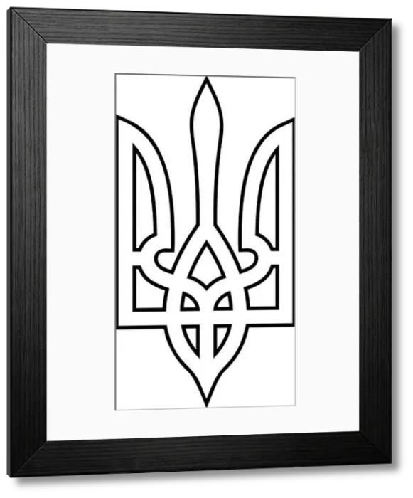 Framed Print : Coat of Arms of Ukraine State emblem National ukrainian symbol Trident icon outline black color vector illustration Framed Print : Coat of Arms of Ukraine State emblem National ukrainian symbol Trident icon outline black color vector illustration