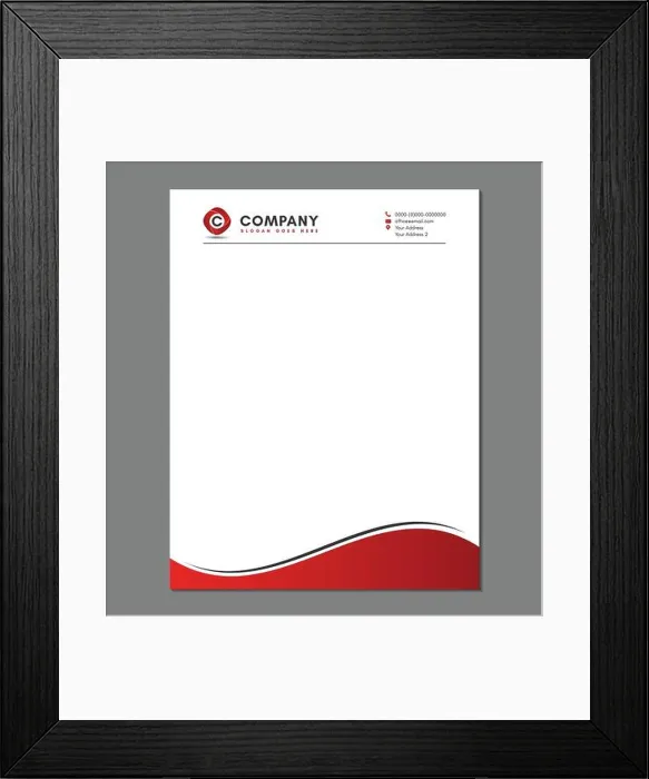 Framed Print : Blank Red Letterhead Template with Circle Logo Framed Print : Blank Red Letterhead Template with Circle Logo