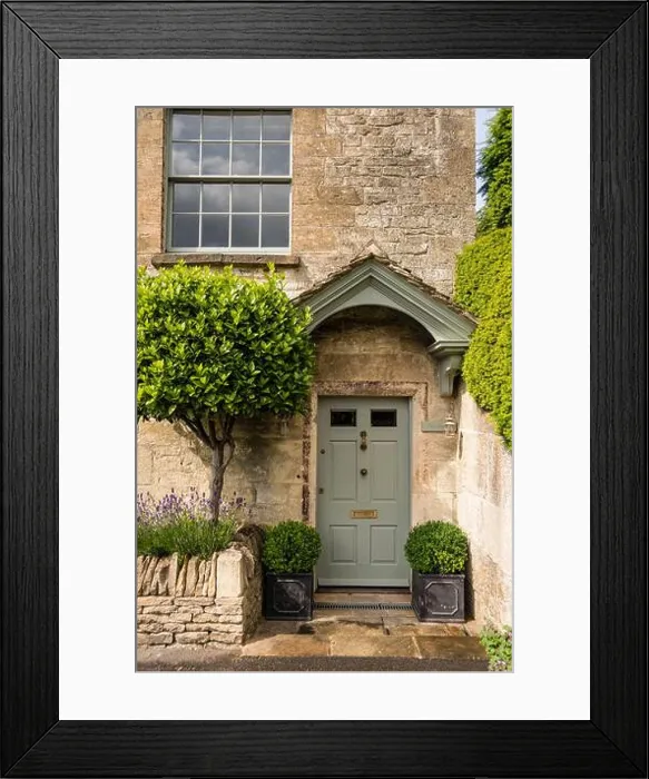 Framed Print : Front door of Cotswold stone cottage, village of Box, Gloucestershire, UK Framed Print : Front door of Cotswold stone cottage, village of Box, Gloucestershire, UK