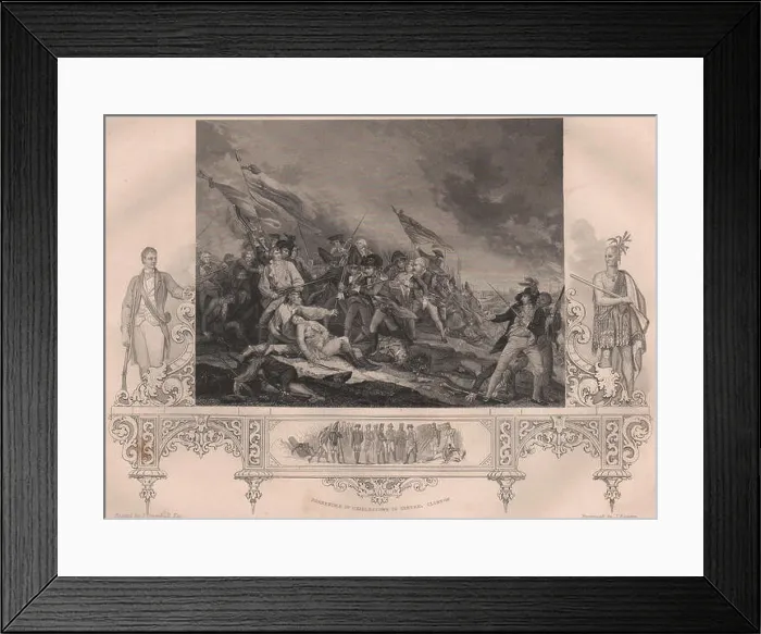 Framed Print : BATTLE OF BUNKER HILL: Inset-Surrender of Charlestown to General Clinton, 1853 Framed Print : BATTLE OF BUNKER HILL: Inset-Surrender of Charlestown to General Clinton, 1853