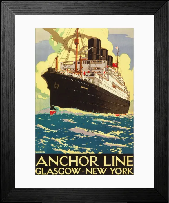 Framed Print : Anchor Line ad vintage travel poster, 1926 - Editorial use only