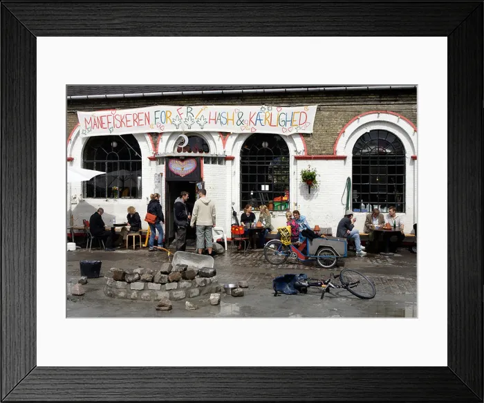 Framed Print : The Manefiskeren cafe in the Freetown Christiania, Copenhagen, Denmark Framed Print : The Manefiskeren cafe in the Freetown Christiania, Copenhagen, Denmark