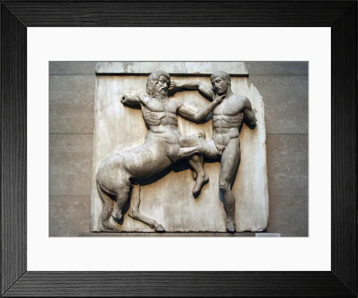 Framed Print : South metope XXXI from the Parthenon marbles depicting part of the battle between the Centaurs and Lapiths