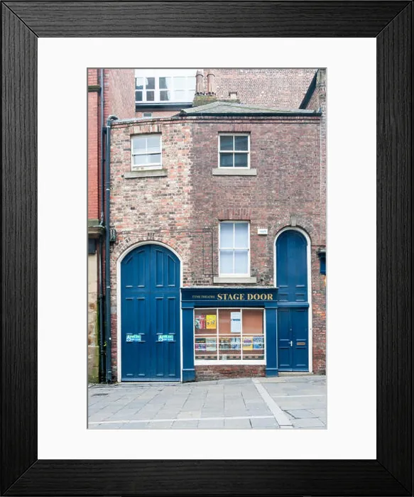 Framed Print : Stage door of the Tyne Theatre, Newcastle upon Tyne. Tall doors to allow delivery of scenery