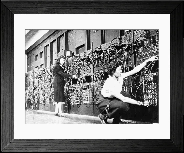 Framed Print : Technicians Connecting Wires of ENIAC Framed Print : Technicians Connecting Wires of ENIAC
