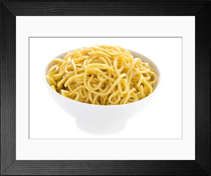 Framed Print : plain cooked egg noodles in a bowl Framed Print : plain cooked egg noodles in a bowl