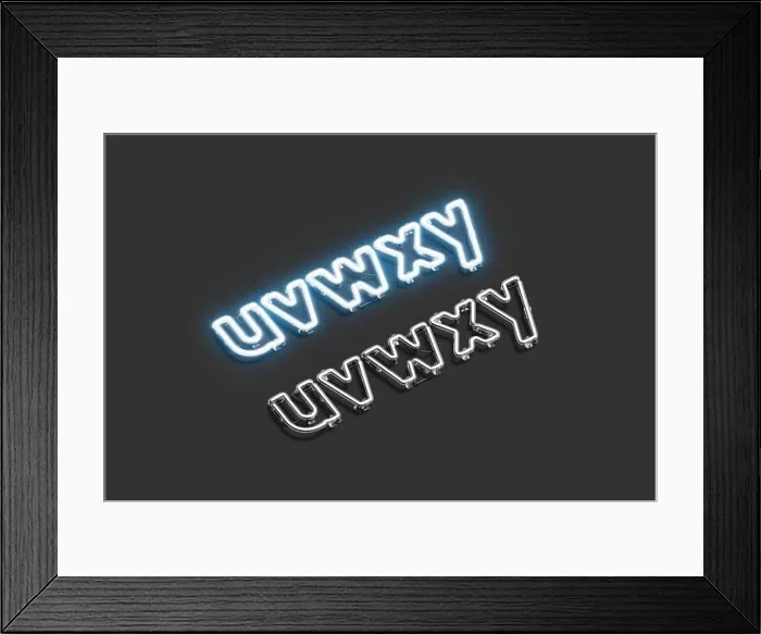 Framed Print : Neon u v w x y symbols, electric font mockup Framed Print : Neon u v w x y symbols, electric font mockup