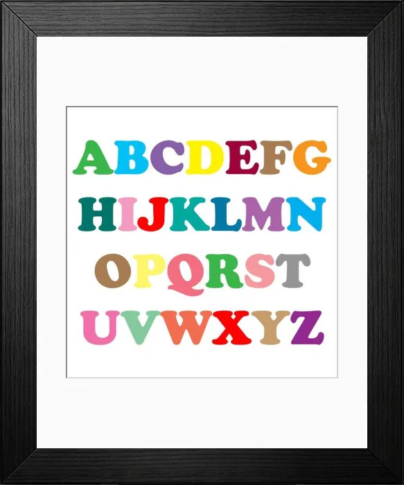 Framed Print : Colorful alphabet letters illustration