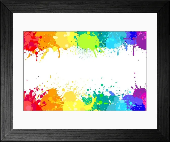 Framed Print : Colorful paint splatter background Framed Print : Colorful paint splatter background