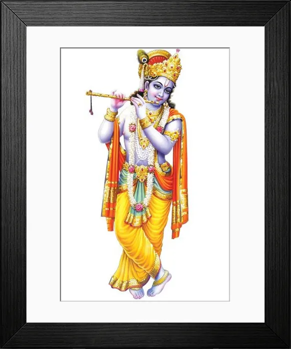 Framed Print : Indian God Lord Krishna with his flute making magical tunes Framed Print : Indian God Lord Krishna with his flute making magical tunes