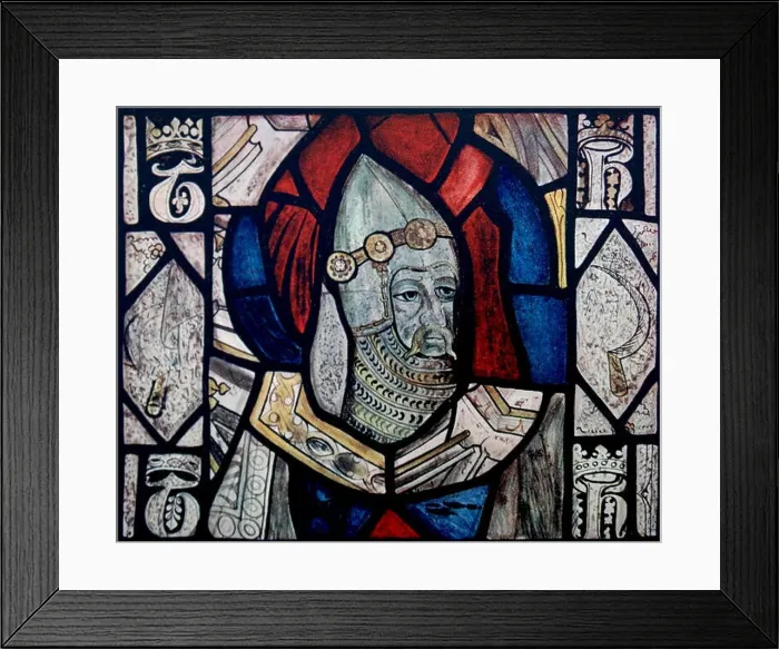 Framed Print : Stained-glass window from about 1400 of Sir Thomas Hungerford Framed Print : Stained-glass window from about 1400 of Sir Thomas Hungerford