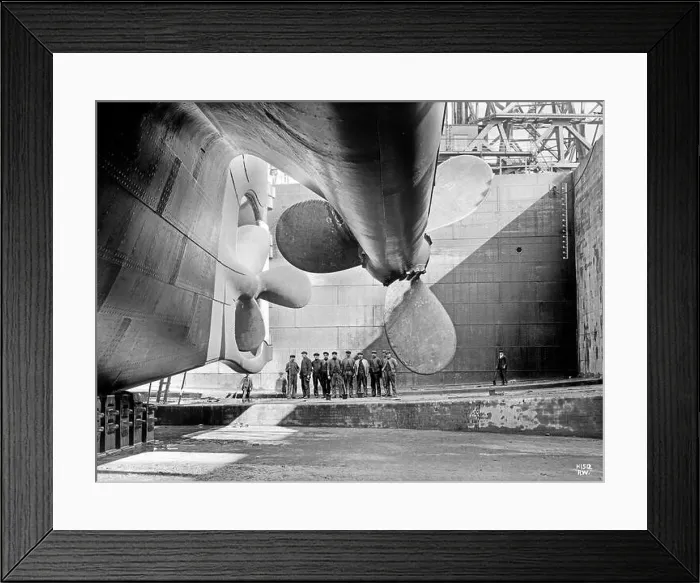 Framed Print : Robert Welch - Propellers of RMS Olympic in Drydock - Olympic Rudder before Launch - 1911 Framed Print : Robert Welch - Propellers of RMS Olympic in Drydock - Olympic Rudder before Launch - 1911