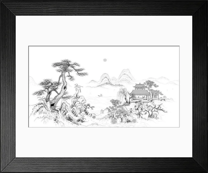 Framed Print : Piper chinese style line drawing illustration Framed Print : Piper chinese style line drawing illustration