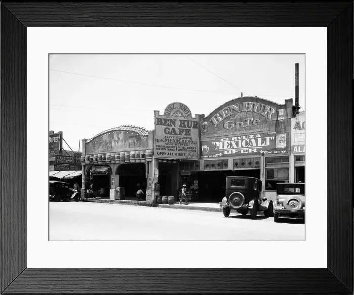 Framed Print : Cafés on Main Street (Avenida Revolución) including the Ben Hur Café Framed Print : Cafés on Main Street (Avenida Revolución) including the Ben Hur Café