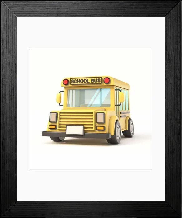 Framed Print : School bus Front view 3D Framed Print : School bus Front view 3D