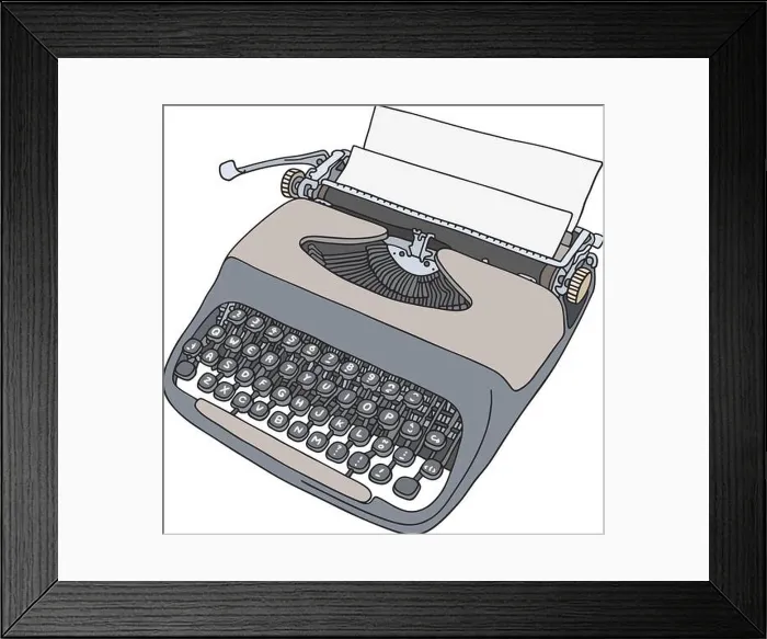 Framed Print : The vectorized hand drawing of a retro sutcase typewriter Framed Print : The vectorized hand drawing of a retro sutcase typewriter