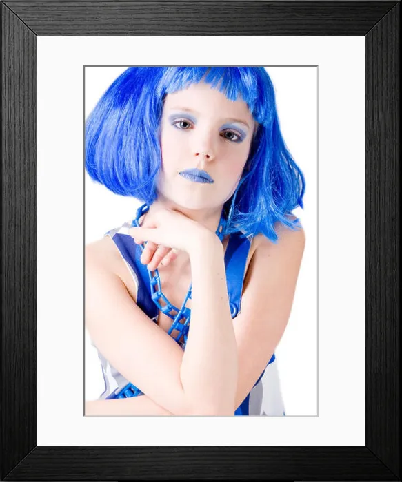 Framed Print : Intrested blue girl Framed Print : Intrested blue girl