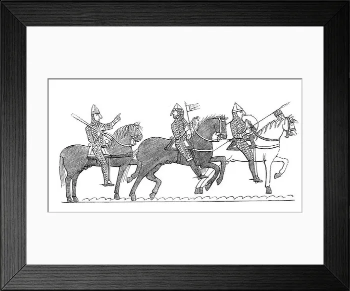 Framed Print : King William adressing his Norman Soldiers during the Battle of Hastings in 1066. From the Bayeux Tapestry Framed Print : King William adressing his Norman Soldiers during the Battle of Hastings in 1066. From the Bayeux Tapestry