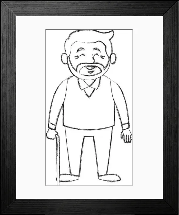 Framed Print : Cute grandfather cartoon Framed Print : Cute grandfather cartoon