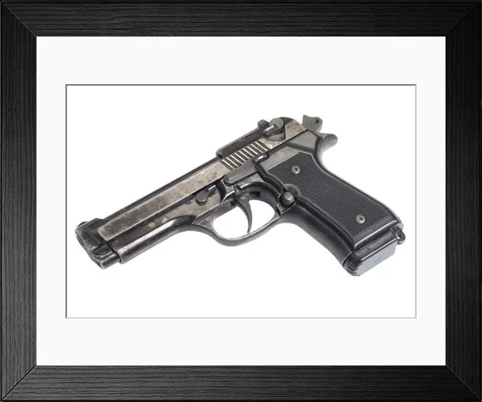 Framed Print : Beretta hand gun isolated on white background Framed Print : Beretta hand gun isolated on white background