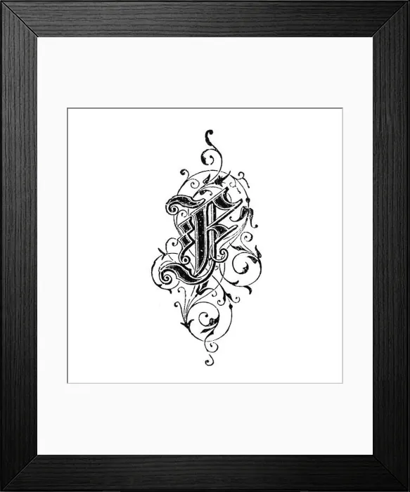Framed Print : An ornately decorated letter used as an initial or drop cap at the beginning of a word Framed Print : An ornately decorated letter used as an initial or drop cap at the beginning of a word