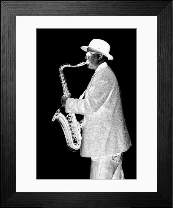 Framed Print : Negative Sax Player Framed Print : Negative Sax Player