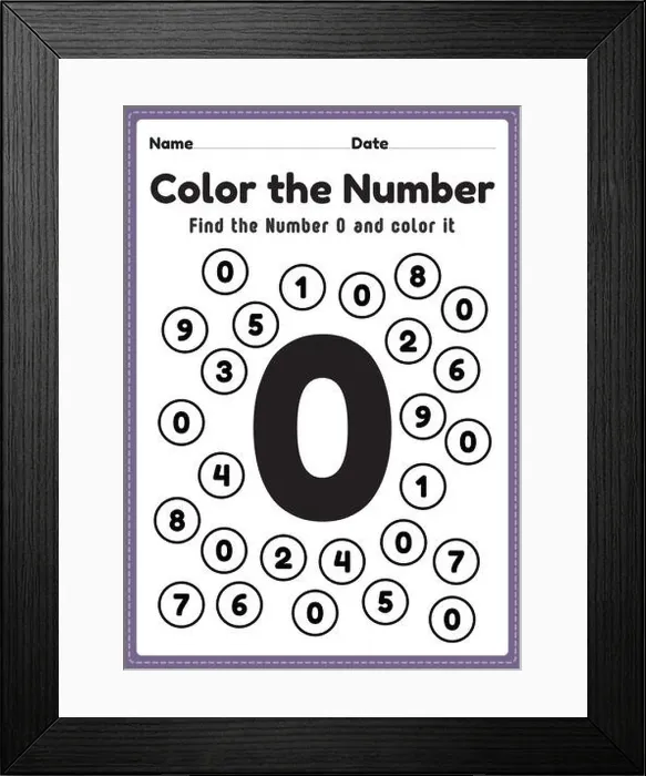 Framed Print : Math coloring & counting number 0 worksheet maths activities for kindergarten kids to learn basic mathematics skills Framed Print : Math coloring & counting number 0 worksheet maths activities for kindergarten kids to learn basic mathematics skills