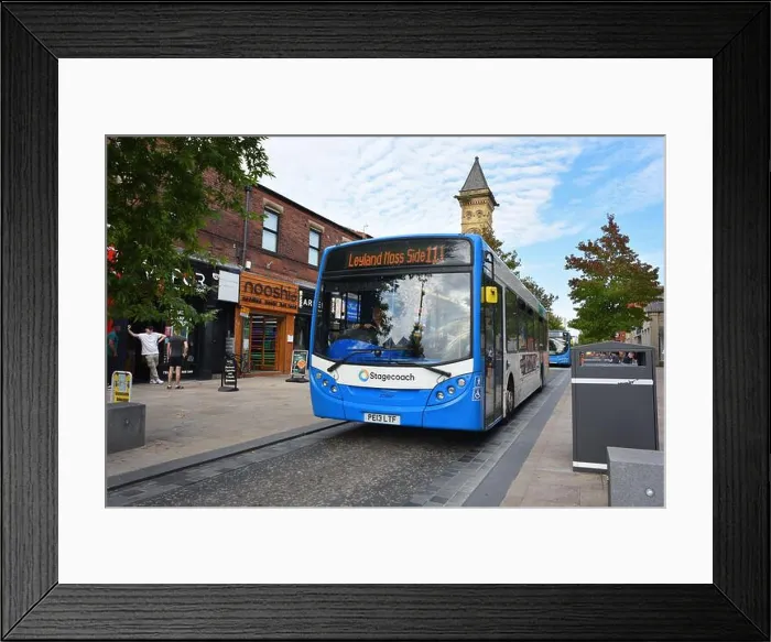 Framed Print : Fishergate in Preston City centre with bus