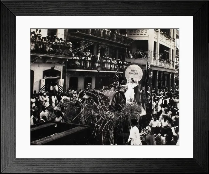 Framed Print : A Carnival float makes its way down the main street in Panama City, Panama ca. 1936 Framed Print : A Carnival float makes its way down the main street in Panama City, Panama ca. 1936