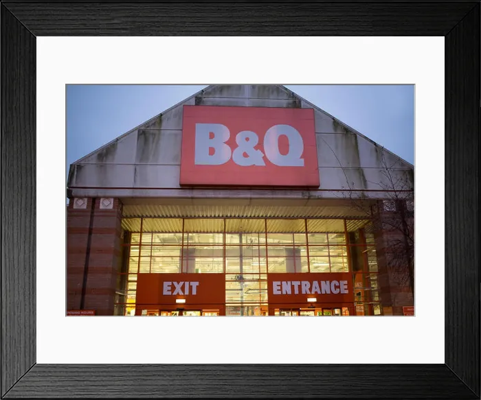 Framed Print : B&Q store entrance on the Old Kent Road, South London UK