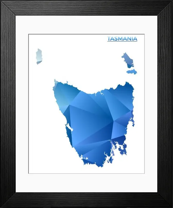 Framed Print : Vector polygonal Tasmania map. Vibrant geometric island in low poly style. Classy illustration for your infographics Framed Print : Vector polygonal Tasmania map. Vibrant geometric island in low poly style. Classy illustration for your infographics