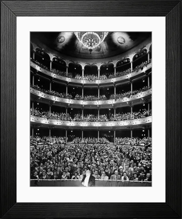 Framed Print : 1960s THEATER AUDIENCE SEATED VIEW FROM THE STAGE CONDUCTOR IN ORCHESTRA PIT Framed Print : 1960s THEATER AUDIENCE SEATED VIEW FROM THE STAGE CONDUCTOR IN ORCHESTRA PIT