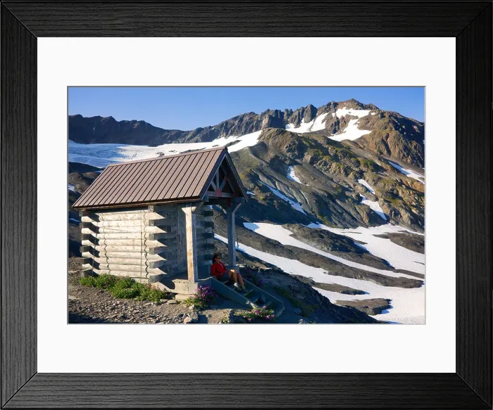 Framed Print : The weather shelter at the end of the Harding Icefield Trail, Kenai Fjords National Park, Alaska. (model released) Framed Print : The weather shelter at the end of the Harding Icefield Trail, Kenai Fjords National Park, Alaska. (model released)