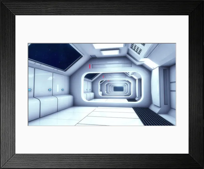 Framed Print : 3D Render. Futuristic spaceship interior corridor Framed Print : 3D Render. Futuristic spaceship interior corridor