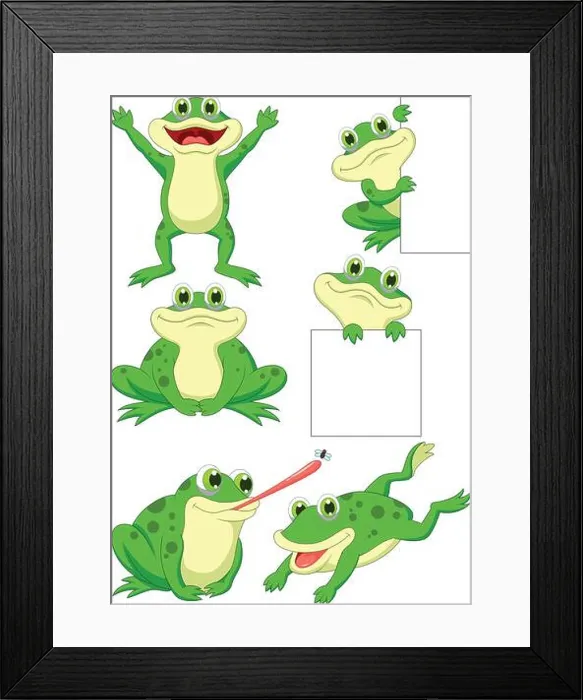 Framed Print : Cute frog cartoon collection set Framed Print : Cute frog cartoon collection set