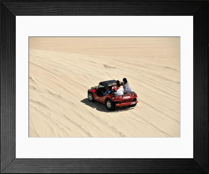 Framed Print : Tourists walking in the dunes buggy Genipabu - Polo Dunes Coast Framed Print : Tourists walking in the dunes buggy Genipabu - Polo Dunes Coast