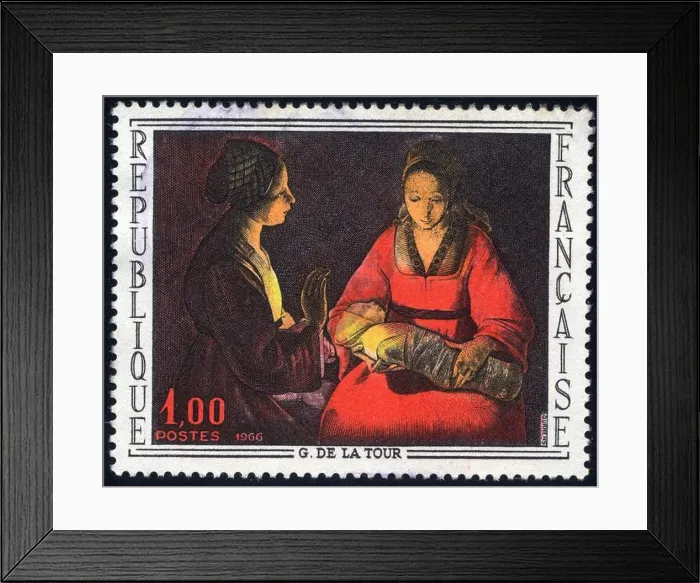 Framed Print : Timbre G. de la Tour, République Française, 1, 00, Postes, 1966 Framed Print : Timbre G. de la Tour, République Française, 1, 00, Postes, 1966