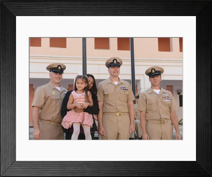 Framed Print : On September 16, 2014, Chief Electronics Technician Jonathan Beard poses with family Framed Print : On September 16, 2014, Chief Electronics Technician Jonathan Beard poses with family