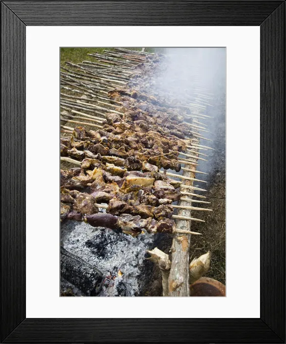 Framed Print : BBQ skewers offered by revelers in religious festivals Framed Print : BBQ skewers offered by revelers in religious festivals