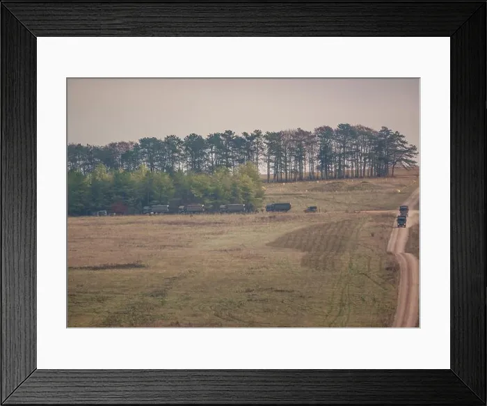 Framed Print : British army MAN SV 4x4 utility support vehicles in action on a military exercise, Wiltshire UK Framed Print : British army MAN SV 4x4 utility support vehicles in action on a military exercise, Wiltshire UK